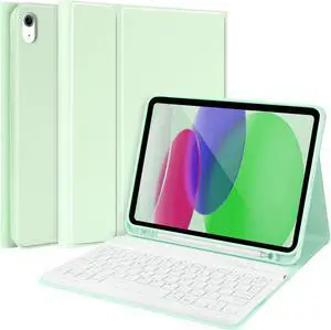 TQQ iPad 10th Generation Case with Keyboard (10.9", 2022),iPad Keyboard Case for 10.9" 10th Gen, Detachable - Pencil Holder - Flip Stand Cover - Keyboard Case for iPad 10th Gen 10.9 inch 2022 Green