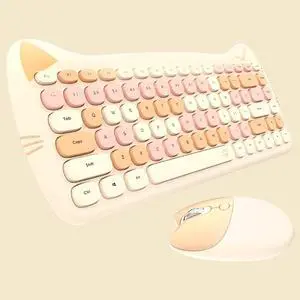 Cute Cat Keyboard and Mouse Combo, TzBBL Keyboard and Mouse Set, Compatible with Notebook, PC