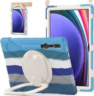 BATYUE Case for Samsung Galaxy Tab S10, S9, S8 14.6" - Shockproof Protective Tablet Case with Shoulder Strap & Kickstand. Colorful Blue