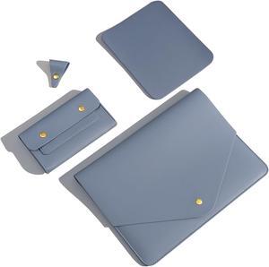 Benfan PU Leather Laptop Sleeve Compatible with New 14 inch MacBook Pro A2992 A2918 A2779 A2442,Old MacBook Pro Air 13, Surface Laptop 5th Gen 13.5, Thinkpad X1 Carbon 14 Set of 4PCS Color Blue