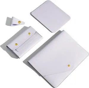 Benfan PU Leather Laptop Sleeve 16 Inch Compatible with New MacBook Pro 16 A2780, MacBook Pro 15, Surface Book 15, Dell XPS 15 with Small Pouch, Mouse Pad and Cord Organizer Color Light Purple