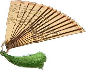 Seaehey Anime Doma Hand Fan Demon Cosplay Douma Folding Fans Prop Japanese War Fan Weapon Halloween Accessories (Acrylic Gold Fan)