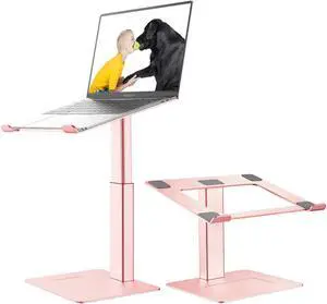 VECOFO Laptop Stand for Desk, Ergonomic Aluminum Laptop Stand Adjustable Height from 7-15", Sitting and Standing Laptop Riser for 10-17" Notebook (Rose Pink)