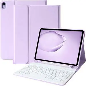 BQSS Keyboard Case for iPad Air 11" (M2) 2024 Detachable Keyboard Case for iPad Air 5th Generation 10.92022 case with keyboard for Air 4th Gen 10.9 Inch 2020/ Pro 11" 2018 Pencil Holder Purple