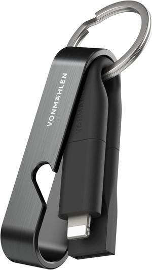 VONMAHLEN - High Six 6-in-1 Charging Cable as Keychain with Bottle Opener - Compact All-in-One Quick Charging Cable with USB-C, USB-A & Micro-USB - Suitable for Mobile Phone & Mobile Devices (black)