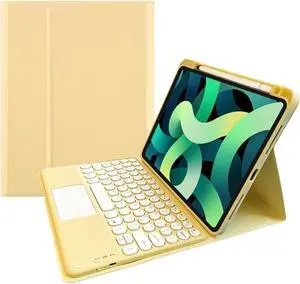 kaitesi Touch Keyboard Case for iPad Air 11" (M3/M2)/ Air (5th/4th Gen) 10.9"/ Pro 11" (4th/3rd/2nd/1st Generation) Case with Touchpad Detachable Color Keyboard(Yellow)