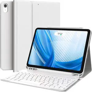 CHESONA for iPad Air 5th/4th Generation Case with Keyboard, Rechargeable Wireless Keyboard Case for iPad Air 11-inch (M3) & (M2), Pencil Holder, for Air 10.9 inch & Air 11'' 2025/2024, White