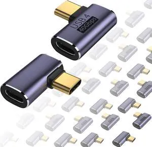 ShineeKee 90 Degree Right Angle USB C Adapter 40Gbps Data Transfer USB 4.0/Thunderbolt 4 Type C Male to Female Connector Extender for Mobile Phone, Switch, Steam Deck, Tablet, Laptop (12 Pack)