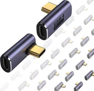 ShineeKee 90 Degree Right Angle USB C Adapter 40Gbps Data Transfer USB 4.0/Thunderbolt 4 Type C Male to Female Connector Extender for Mobile Phone, Switch, Steam Deck, Tablet, Laptop (12 Pack)