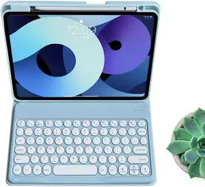 kaitesi Keyboard Case for iPad 9th Generation 8th 7th Gen 10.2"/ iPad Air 3rd Gen 10.5"/iPad Pro 10.5 inch Keyboard Case Detachable BT Keyboard Round Key (Misty Blue)