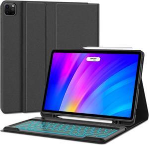 D DINGRICH iPad Pro 12.9 Case with Keyboard - Magnetically Detachable, Backlit, Type-C, Bluetooth Connection, for iPad Pro 6th/5th/4th/3rd Generation 12.9 inch - Black