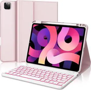 Keyboard Case for iPad Air 11 inch (M2) 2024/Air 5th/4th Gen 10.9" - 7 Color Backlit - Wireless Detachable Bluetooth Keyboard - Smart Folio Cover with Pencil Holder for iPad Pro 11 4th/3rd/2nd/1st Gen
