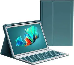 kaitesi Keyboard Case for iPad 9th 8th 7th Generation 10.2/ Air 3rd Gen Pro 10.5, Magnetically Detachable Bluetooth Color Keyboard Smart Folio Cover (Dark Green)