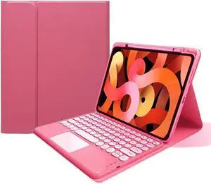 kaitesi Keyboard Case for iPad 9th 8th 7th Generation, Touchpad Detachable Keyboard for iPad Air 10.5"(3rd Gen)/iPad Pro 10.5 inch Slim Leather Smart Cover with Pencil Holder (Dark Pink)