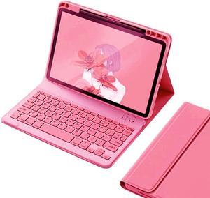 kaitesi Keyboard Case for iPad 10th Generation 2022 10.9 inch, Magnetically Detachable Bluetooth Color Keyboard Smart Folio Cover with Pencil Holder (Dark Pink)