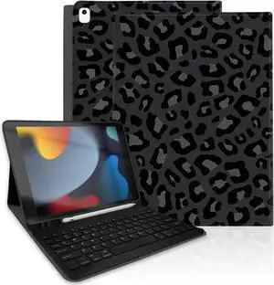 TopPerfekt for iPad 9th Generation Keyboard Case 10.2inch 2021, Magnetically Absorbent, Auto Sleep/Wake, Pencil Holder for iPad 8th Gen 2020, 7th Gen 2019, Air 3rd, pro 10.5inch - BlackGrey Leopard