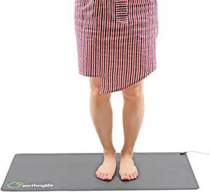 Grounding Mat for Eathing Conductive PU Leather Desk Mat with 16.4ft Grounded Cord Grounded Therapy
