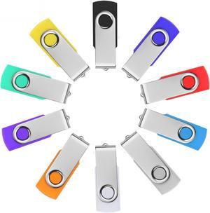 64GB Flash Drive 10 Pack USB 2.0 Flash Drive Thumb Drive USB Flash Driver 64GB High Speed Flash Drive Pack Keychain Design Jump Drives Memory Stick for Data Storage and Transfer(10 Pack, Mixed Color)