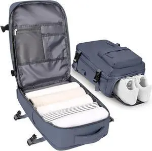 VGCUB Large Travel Backpack Bag for Women Men,Carry on 17 Inch Laptop Business Work Waterproof Backpack with Laptop Compartment,Person Item Flight Approved,Mochila de Viaje,Grey Blue Large