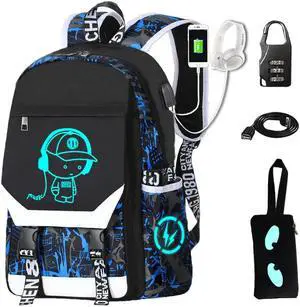 CHENGXiYANG Anime Luminous Backpack Waterproof.Cool Backpacks15.6 in Large capacity Laptopeight Backpack.with USBChargingHeadphones Port.Luminous Backpack.Security Lock