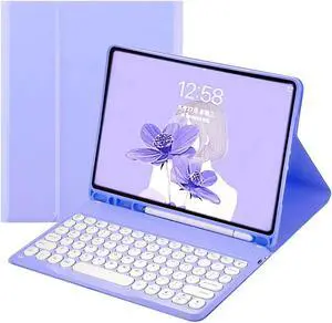 iPad Air5 2022 Keyboard Cover iPad Air4 2020 Color Bluetooth Keyboard Magnetic Detachable Cute Round Keycaps for iPad Air 4th 5th Gen 10.9 '' (iPad Air4/Air5, Purple)