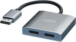WJESOG Displayport to Dual Displayport Splitter Dual 4K@60Hz Resolution,DP to 2 Displayport Hub Multi Stream Transport Support 4K Resolution for Windows and Mac System