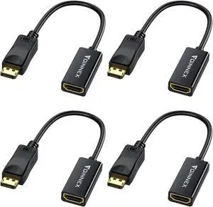 4K DisplayPort to HDMI Adapter, 4-Pack Unidirectional DP to HDMI Adapters Compatible for Dell, HP, Insignia, Samsung