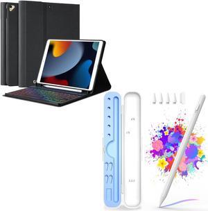 New iPad 9th Generation Keyboard Case 10.2"(2021)/8th Gen/7th Gen Bundle with Stylus Pen for iPad, Apple Pencil for iPad 9th&10th Generation