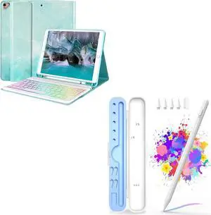 FUWANG Compatible with iPad 9th Generation Keyboard Case 10.2"(2021)/8th Gen/7th Gen Bundle with Stylus Pen for iPad 9th&10th Generation