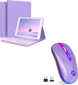 New iPad 9th Generation Keyboard Case 10.2"(2021)/8th Gen/7th Gen Bundle with Wireless Mouse,Rechargeable LED Wireless Bluetooth Mouse