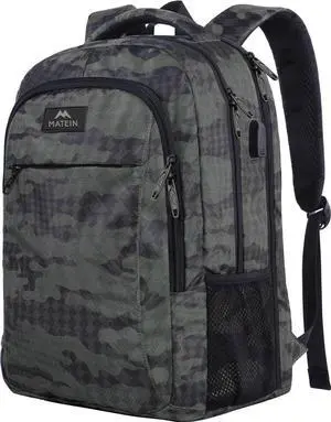 MATEIN 17.3 Inch Computer Backpack, Extra Large TSA Friendly Travel Laptop Backpack with USB Charging Port, Anti Theft Carry On Flight Approved Business Work College Backpack Bag for Men Women Gift
