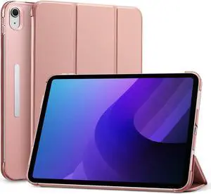 SaharaCase AirShield Series Folio Case for Apple 10.9-inch iPad (10th Generation 2022) [Shockproof Bumper] Rugged Protection Antislip Grip Integrated Kickstand (Rose Gold)
