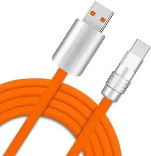 Chubby 2.0 240W USB C Cable Durable Fast Charging Cable Ultra-Thick Silicone Charger Cord Compatible with iPhone 15/16 Series, Samsung Galaxy, Orange, USB-A to Type-C, 19.6 FT