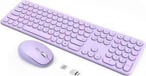 Wireless Keyboard Mouse Combo - 2.4Ghz Aesthetic Quiet Keyboard and Mouse Wireless - 110 Keys Full Size Ultra-Thin Keyboard for Laptop, Computer, PC, Notebook, Windows, Mac OS (Purple)