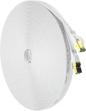 Cat 8 Ethernet Cable 100 FT, Outdoor&Indoor High Speed Heavy Duty Network LAN Internet Cable,SFTP Gold Plated RJ45 40Gbps 2000Mhz Patch Cord, for Modem/Router/Gaming,Faster Than Cat7/Cat6/Cat5-White