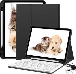 GKABXY Keyboard Case for iPad Air 11-inch (M2) 2024/iPad Air 5th Gen 2022/ 4th Gen 2020 10.9 Inch, Detachable Wireless Bluetooth Keyboard, Slim Keyboard Cover with Pencil Holder, Auto Sleep/Wake,Black