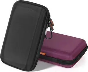 2 Colors Shockproof Hard Shell Carrying Case for GPS, External Hard Drive, Power Bank, Charger, Cable, Heart Monitor, Cell Phone, Electronic Accessories - Larger Capacity Storage Pouch Travel Bag