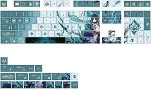 Glacier Genshin Impact Keycaps Full Set for Mechanical Keyboard, Cherry Profile PBT Dye-Sublimation, Compatible with 60%/65%/75%/80%/96%/100% Layout, Free Keycaps Puller Included (Xiao)