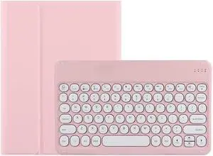 KMXDD Cute Keyboard Case Compatible with iPad 9th 8th 7th Generation 10.2 inch/Air 3rd Gen/Pro 10.5 inch Keyboard Case Round Key Removable Keyboard Cover,Pink