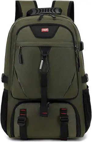 INSAVANT Travel Backpack for Mens 17.3 Inch with Laptop Sleeve and Shoe Compartment, Computer Backpacks with USB Charging Port, Durable Hiking Work Business Daypack for Women(17.3 Inch Army Green)