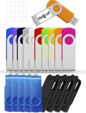 Bundle 16GB USB Flash Drive 20 Pack JBOS 16 USB Drivs Memory Sticks Thumb Drive 16 Gig Stick USB2.0 Jump Drive USB Stick Zip Drive