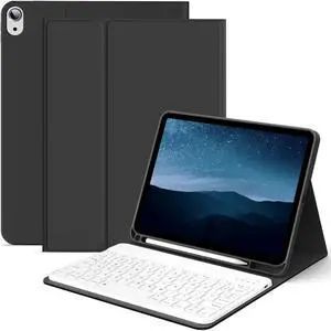Keyboard Case for iPad (A16) 11th Generation 2025 11in and iPad 10th Gen 2022 10.9in, Detachable Wireless Bluetooth Fast Pairing Keyboard, Built-in Pencil Holder, Durable Soft TPU Folio Cover, Black
