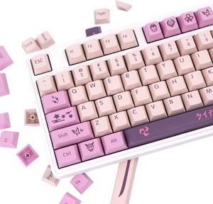 134 Keys Pink Purple Keycaps, PBT Custom Keycaps Low Profile Keycaps Cherry Profile Keycaps, Cherry Set for Mechanical Gaming Keyboard