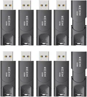 KEXIN 32GB USB Flash Drives 10 Pack Thumb Drives Data Storage 32G Memory Stick Jump Drive for Storage and Backup (32GB, Black)