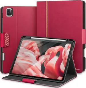 KingBlanc Case for iPad Pro 12.9 Case 6th/5th/4th/3rd Generation (2022/2021/2020) with Pencil Holder, PU Leather Smart Cover [Auto Sleep/Wake + Apple Pencil2 Charging + Multiple Angle], Rose Pink