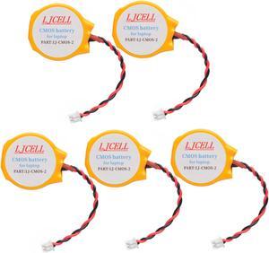 LJCELL 5PCS CMOS Battery for Intel NUC Laptop Backup PS2 PS3 BIOS RTC CR2032 Battery with 2 Wire Cable and Connector