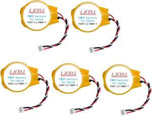 LJCELL 5PCS CMOS Battery for DELL Latitude E4310 E5400 E5410 E5500 E5510 E6400 E6410 E6500 E6510 Backup BIOS RTC Battery with 3 Wire Cable and Connector