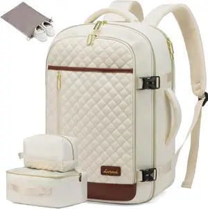 LOVEVOOK Travel Backpack for Women, Carry on Backpack for Airplanes,TSA Personal Item Travel Bag fits 15.6" Laptop,Travel Essentials Carry On Bag Flight Approved with 3 Packing Cubes