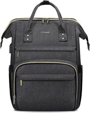 LOVEVOOK Laptop Backpack for Women,17 Inch Professional Womens Travel Backpack Purse Computer Laptop Bag Nurse Teacher Backpack,Waterproof College Work Bags Carry on Back Pack with USB Port,Dark Grey
