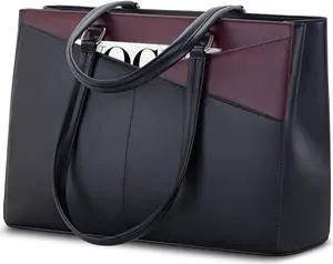 LOVEVOOK Laptop Tote Bag for Women, Office Work Bag Briefcase fit for 15.6 inch Laptop, Large Capacity Teacher Computer Bag Handbag Black/Purple